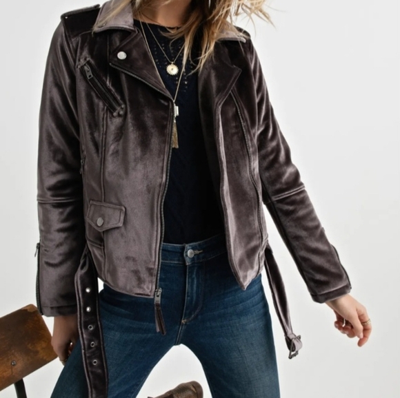 Lucky Brand Jackets & Blazers - Lucky Brand Velvet Moto Jacket Plum Women's Size Large Full Zip